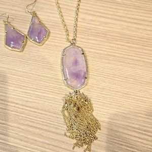 Kendra Scott amethyst necklace and earrings